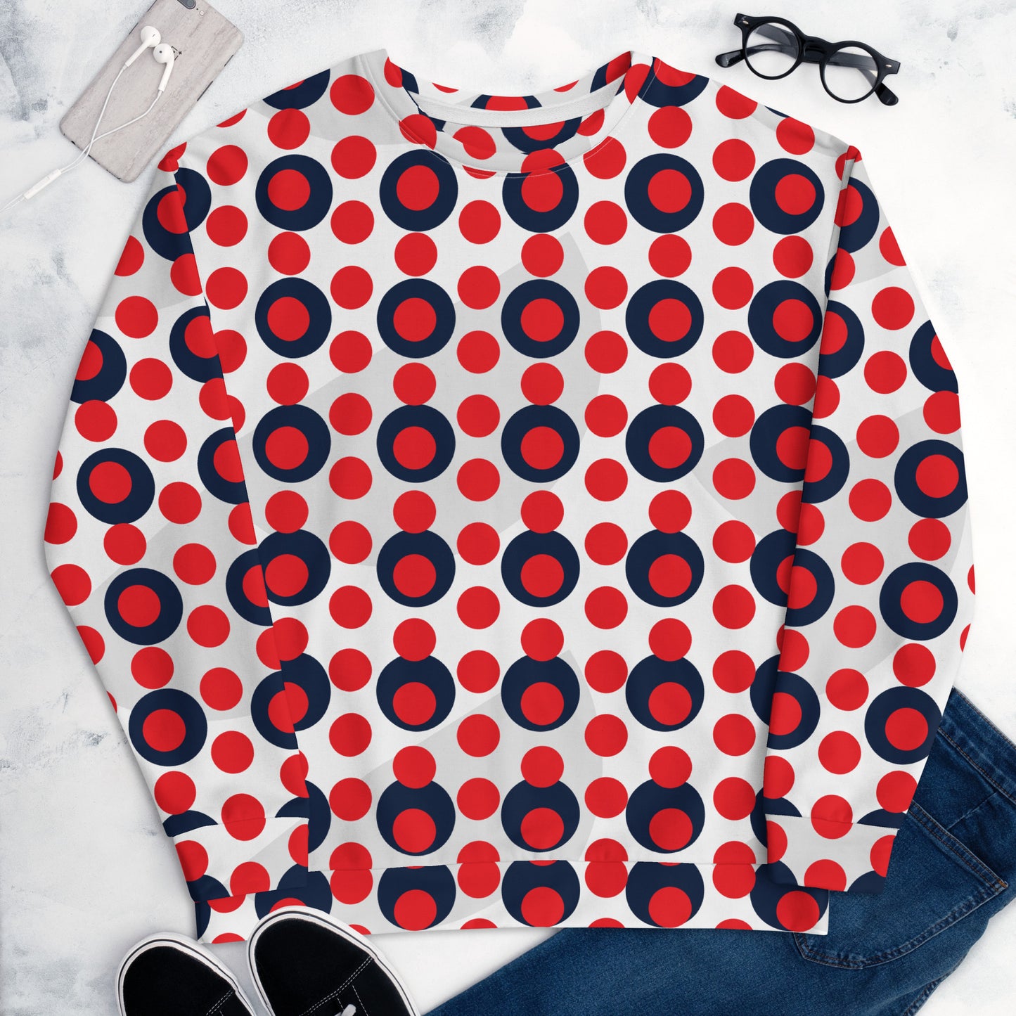All-Over Print Recycled Unisex Sweatshirt Circle Alizarin for Man