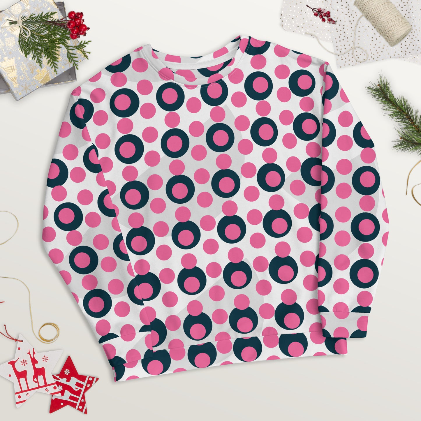 All-Over Print Recycled Unisex Sweatshirt Circle Brilliant Rose for Woman