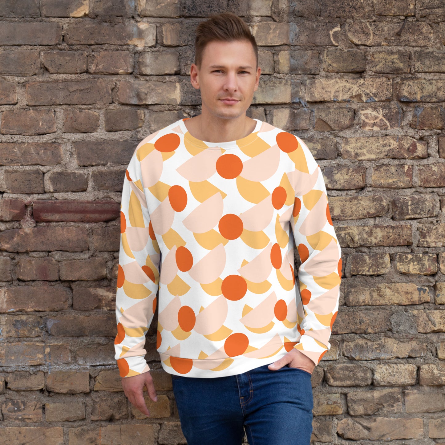 All-Over Print Recycled Unisex Sweatshirt Mushrooms Sandy Beach for Man