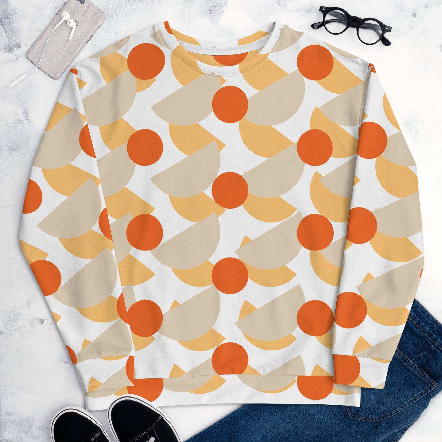 All-Over Print Recycled Unisex Sweatshirt Mushrooms Champagne for Man