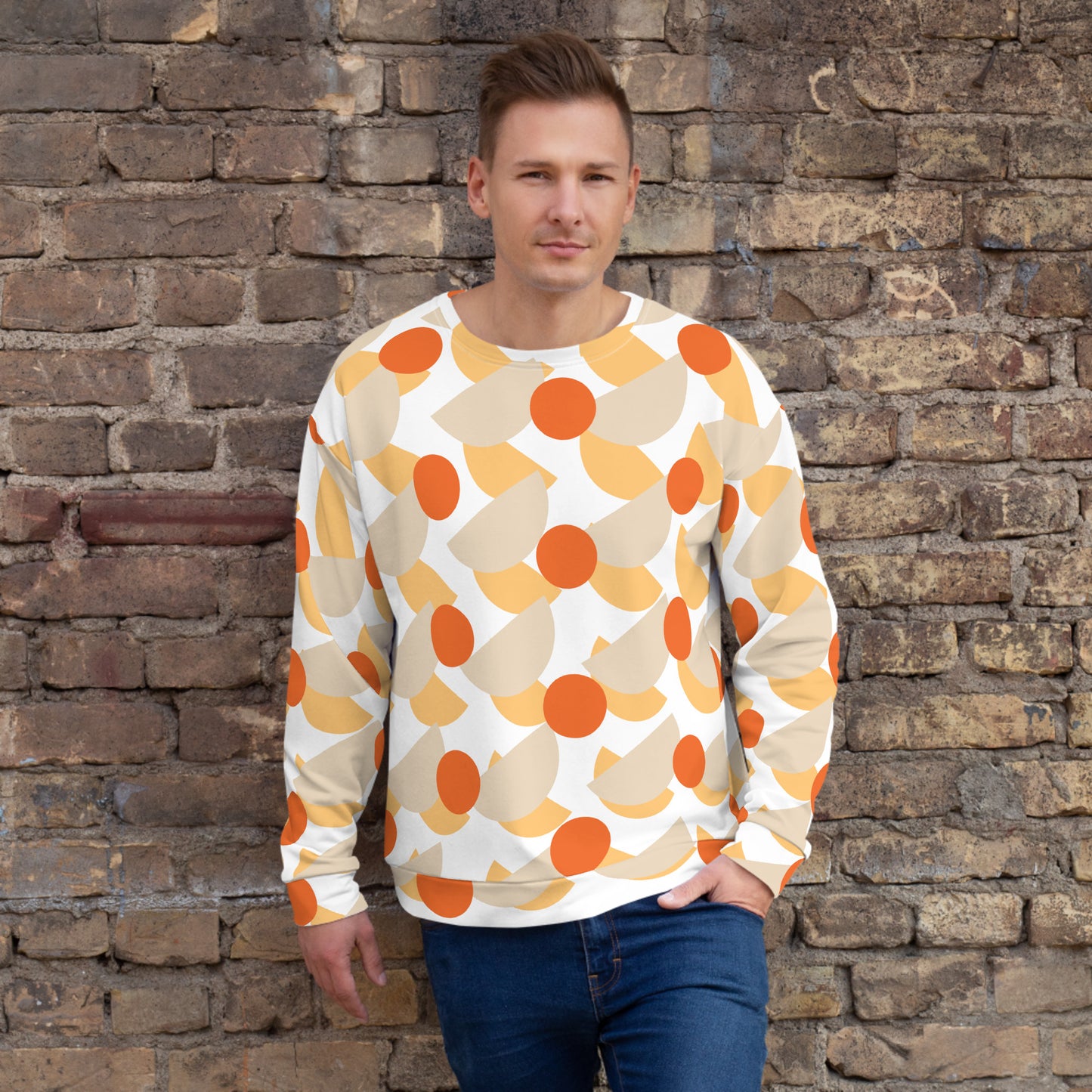 All-Over Print Recycled Unisex Sweatshirt Mushrooms Champagne for Man