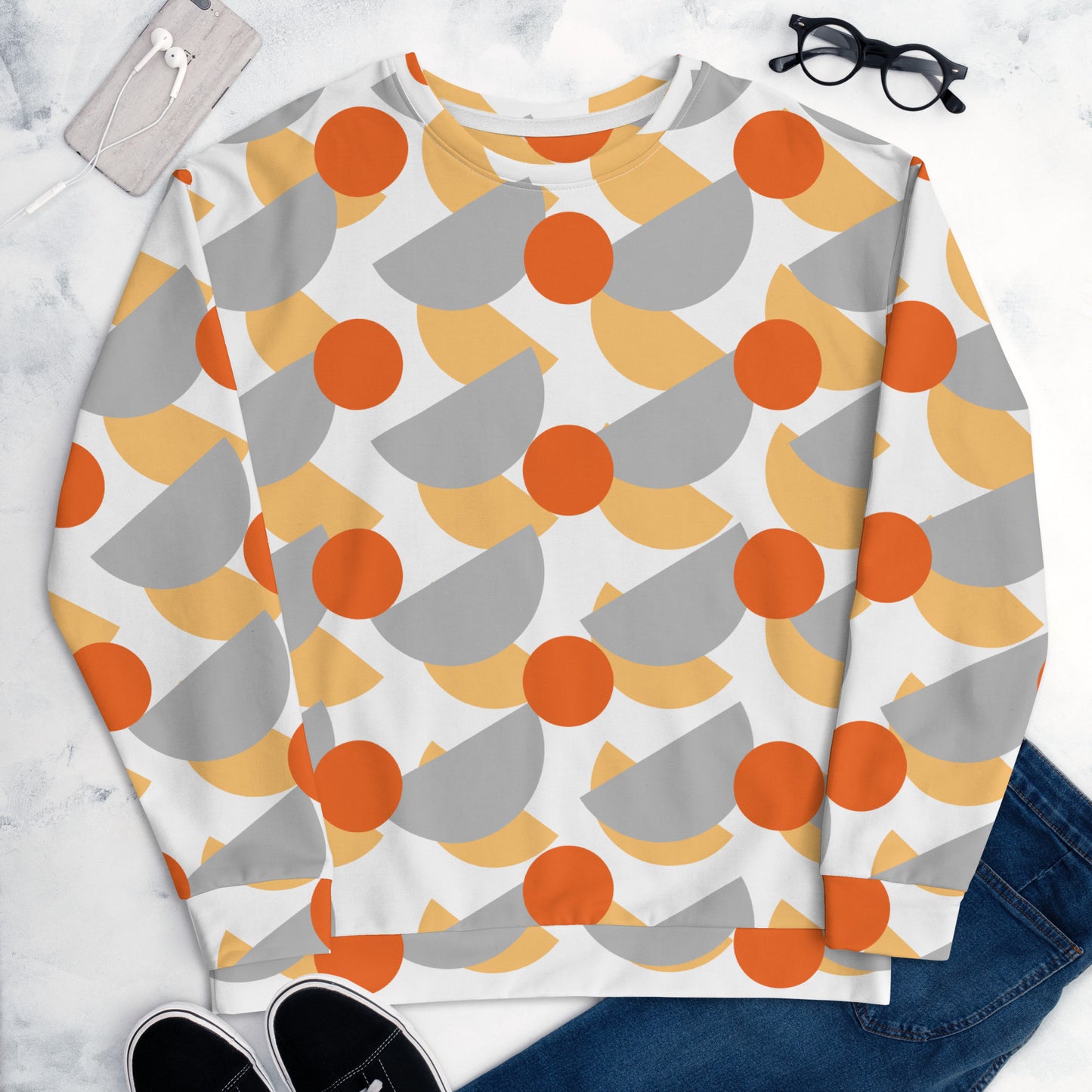 All-Over Print Recycled Unisex Sweatshirt Mushrooms Silver for Man