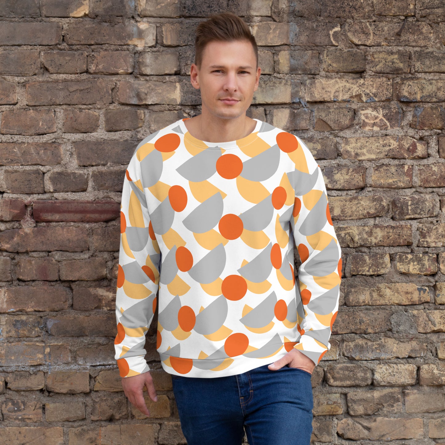 All-Over Print Recycled Unisex Sweatshirt Mushrooms Silver for Man