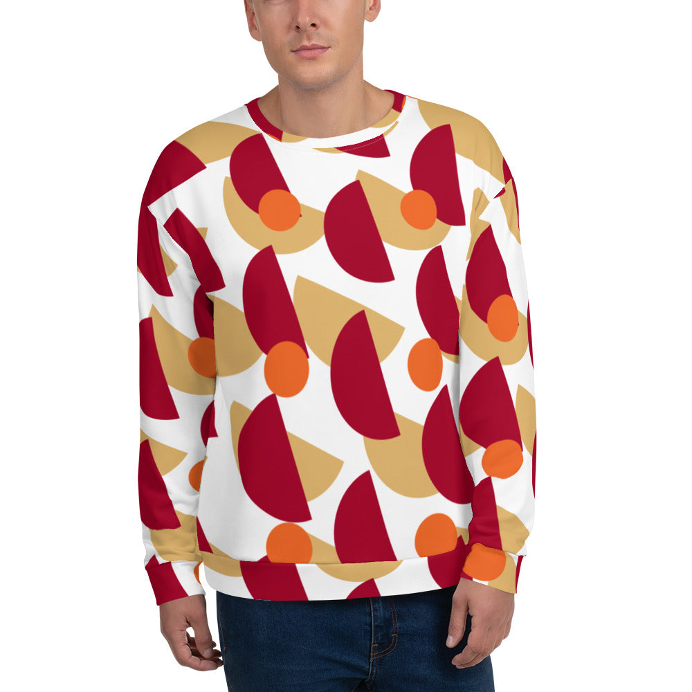 All-Over Print Recycled Unisex Sweatshirt Mushrooms Carmine for Man