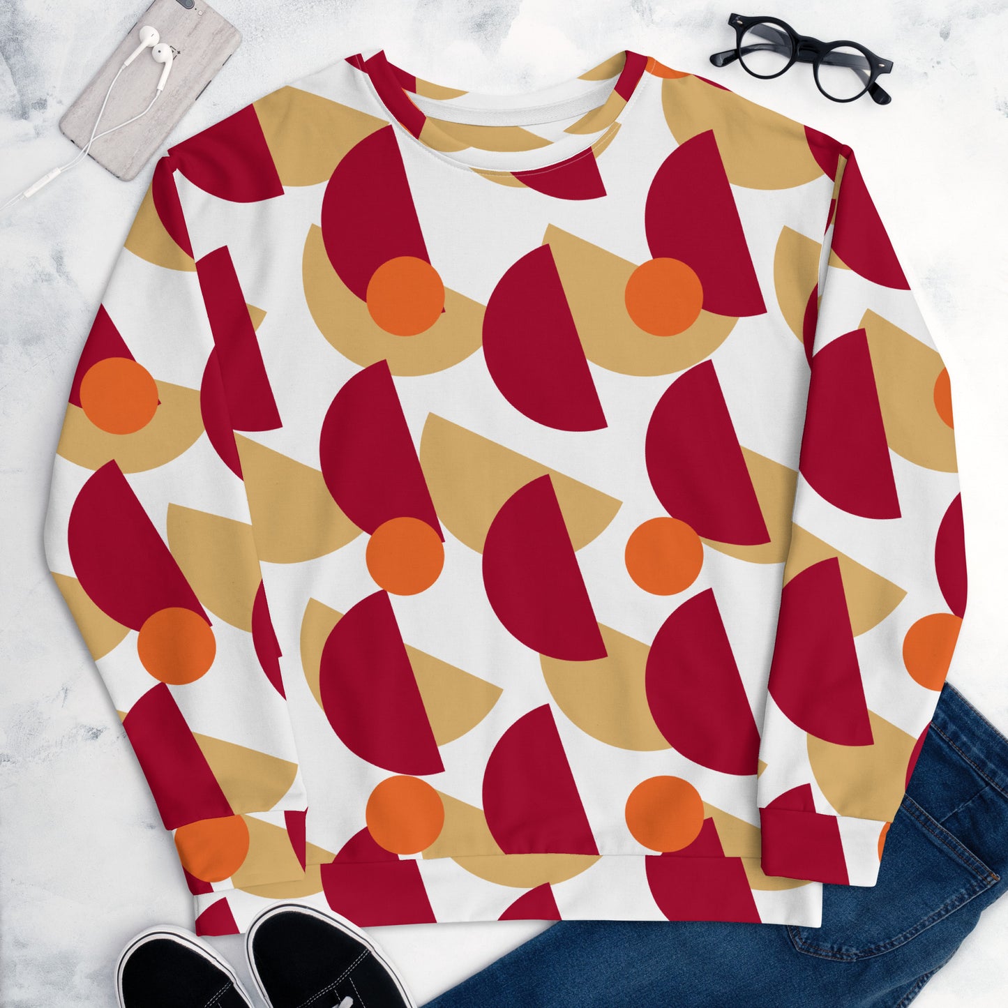 All-Over Print Recycled Unisex Sweatshirt Mushrooms Carmine for Man