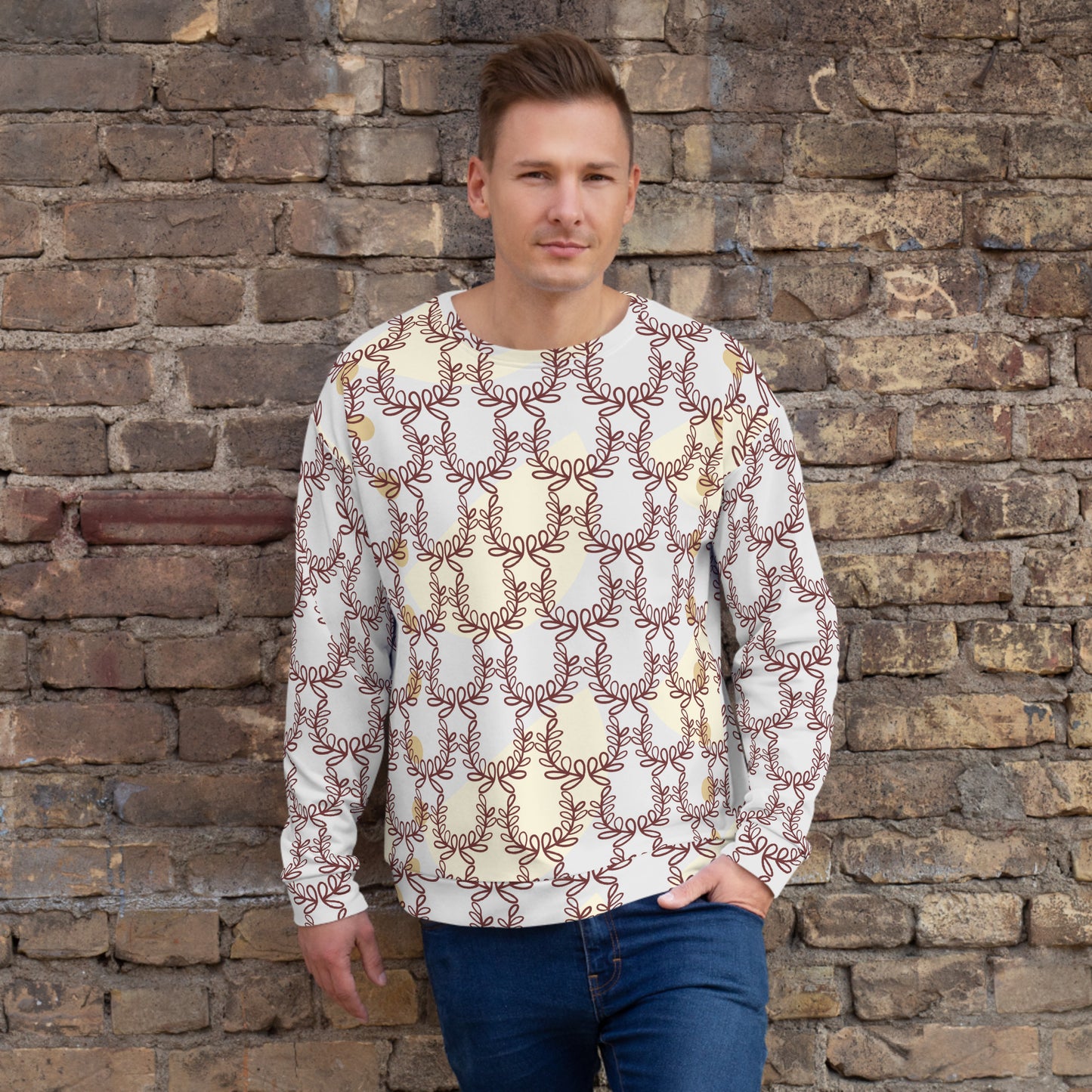 All-Over Print Recycled Unisex Sweatshirt Laurel Leaf Crown Whisper for Man