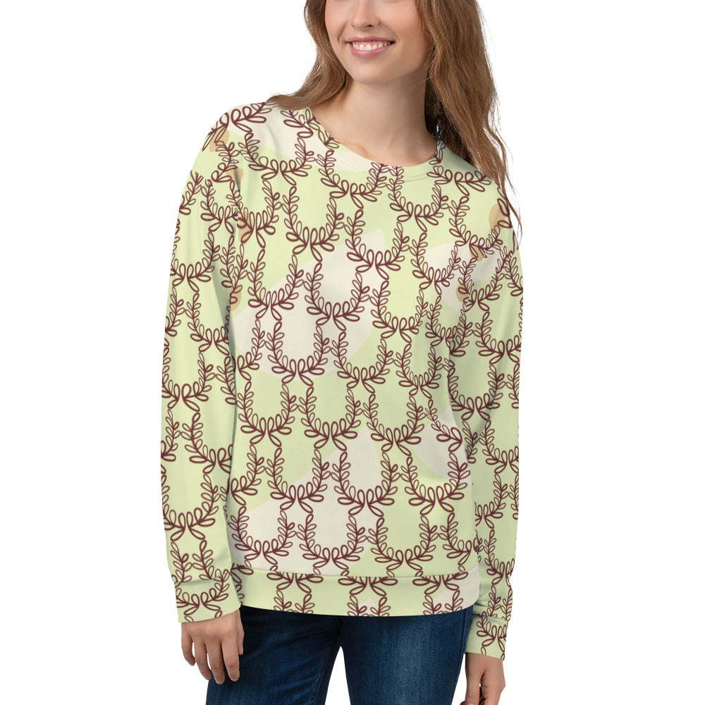 All-Over Print Recycled Unisex Sweatshirt Laurel Leaf Crown Snow Flurry for Man
