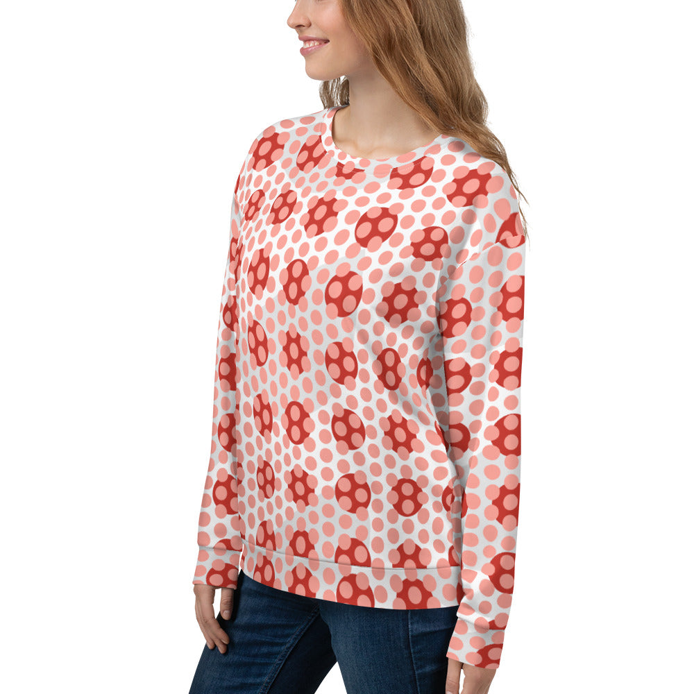 All-Over Print Recycled Unisex Sweatshirt Polka-dot Rose Bud for Women