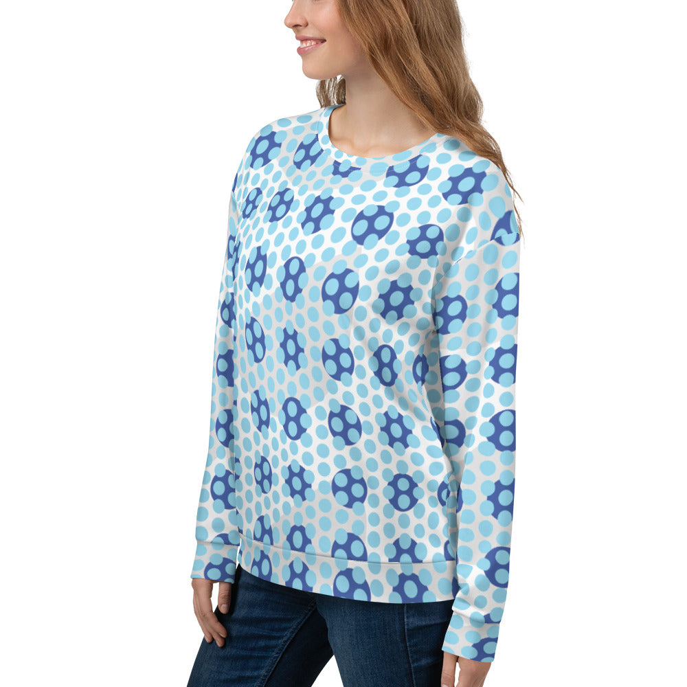 All-Over Print Recycled Unisex Sweatshirt Polka-dot Columbia Blue for Woman