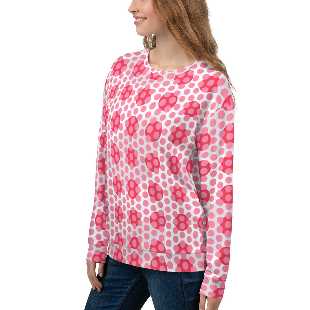 All-Over Print Recycled Unisex Sweatshirt Polka-dot Tickle Me Pink for Women