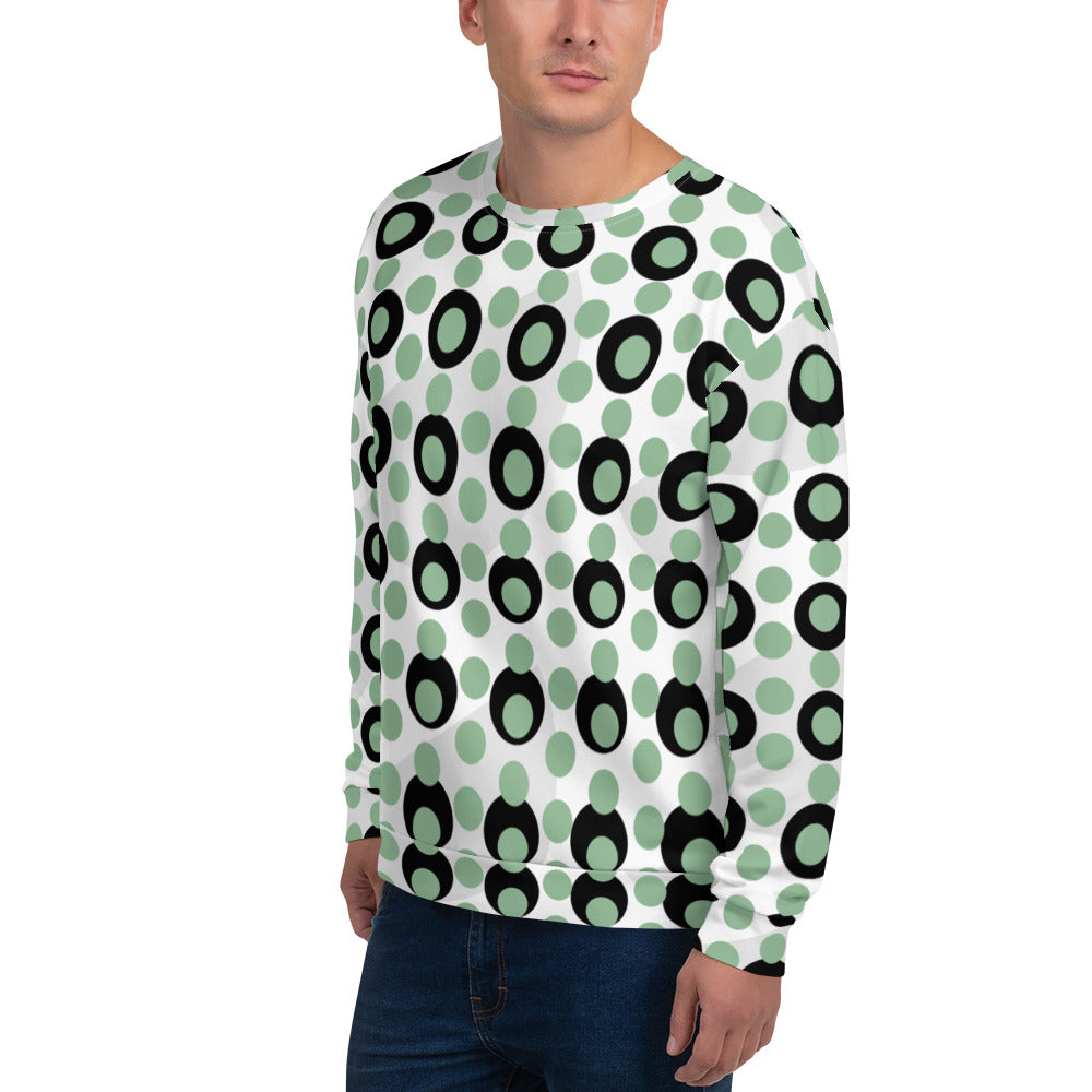 All-Over Print Recycled Unisex Sweatshirt Circles Dark Sea Green for Men