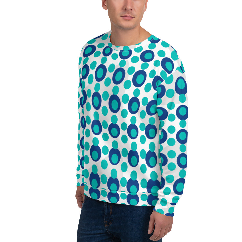 All-Over Print Recycled Unisex Sweatshirt Circles Iris Blue for Man