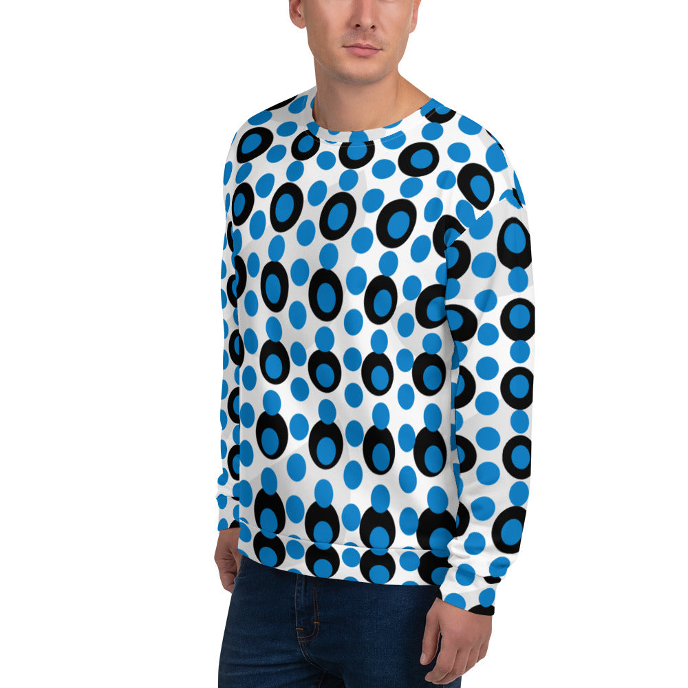 All-Over Print Recycled Unisex Sweatshirt Circles Navy Blue for Man