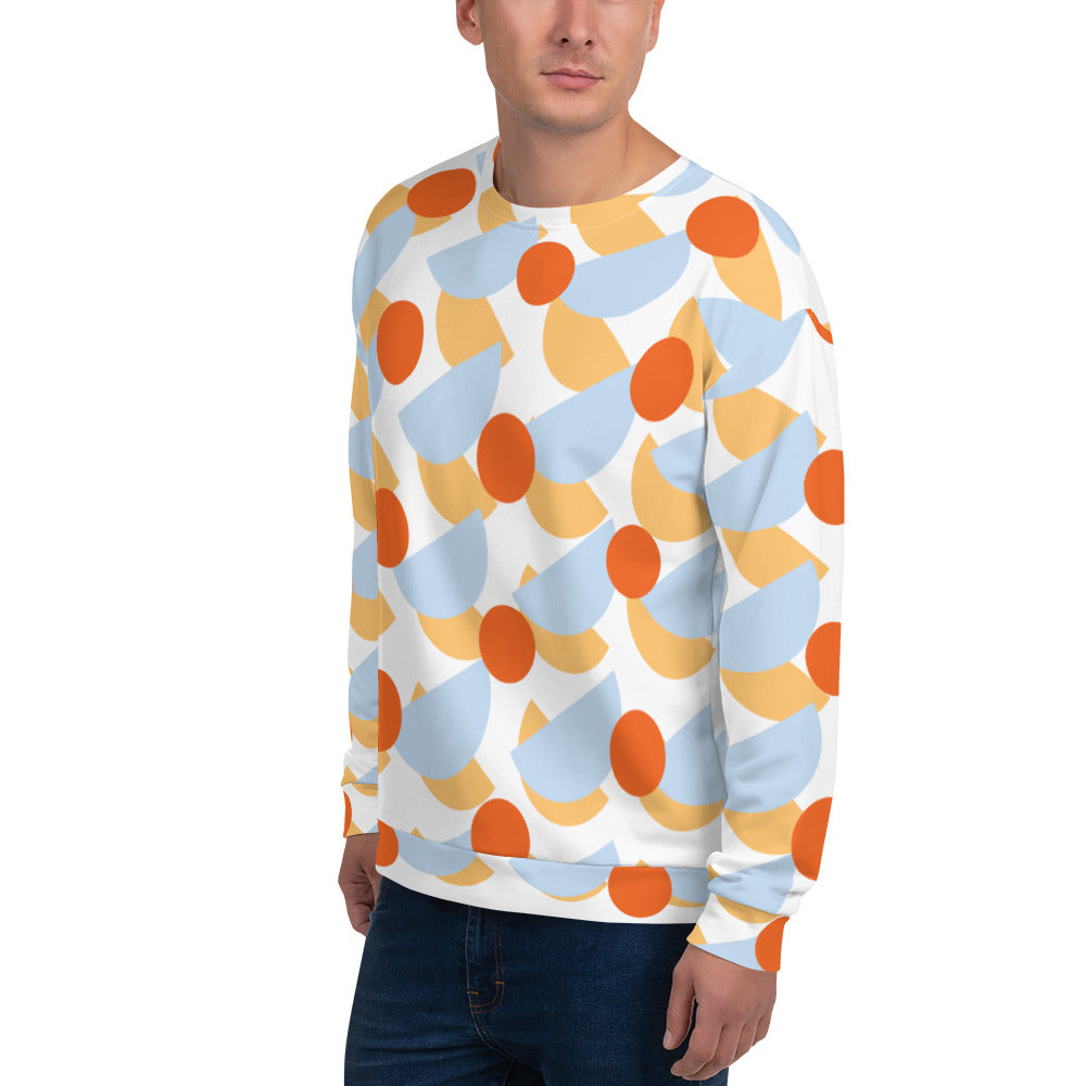 Recycled Unisex Sweatshirt Mushrooms Pattens Blue for Man