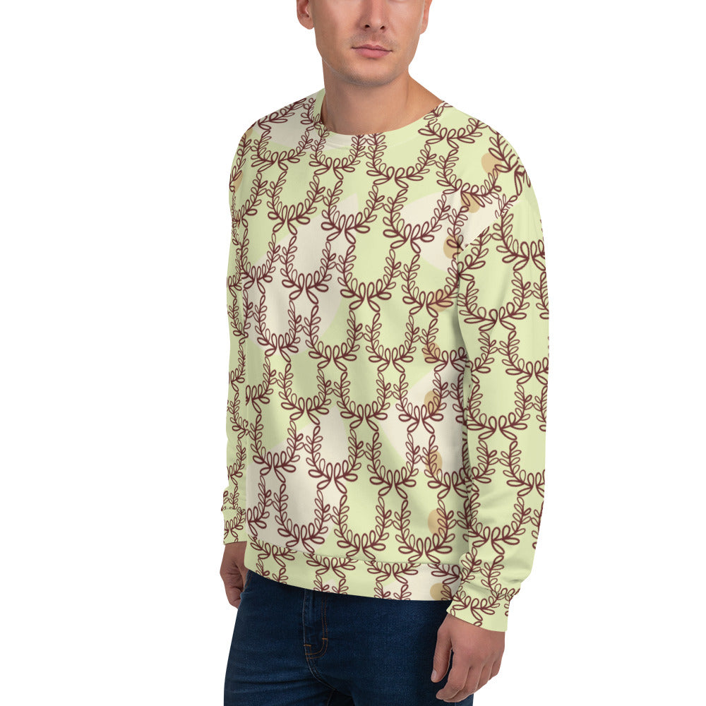 All-Over Print Recycled Unisex Sweatshirt Laurel Leaf Crown Snow Flurry for Man