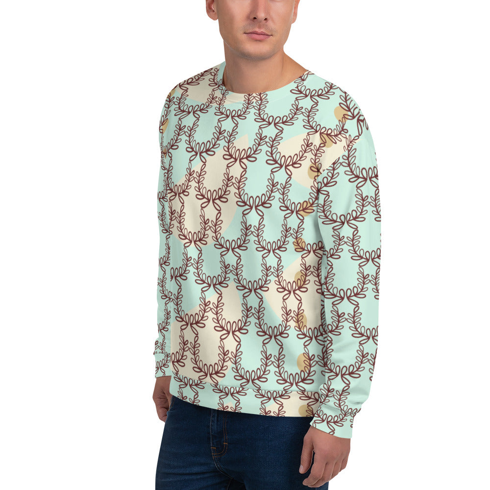All-Over Print Recycled Unisex Sweatshirt Laurel Leaf Crown Melrose Humming Bird for Man