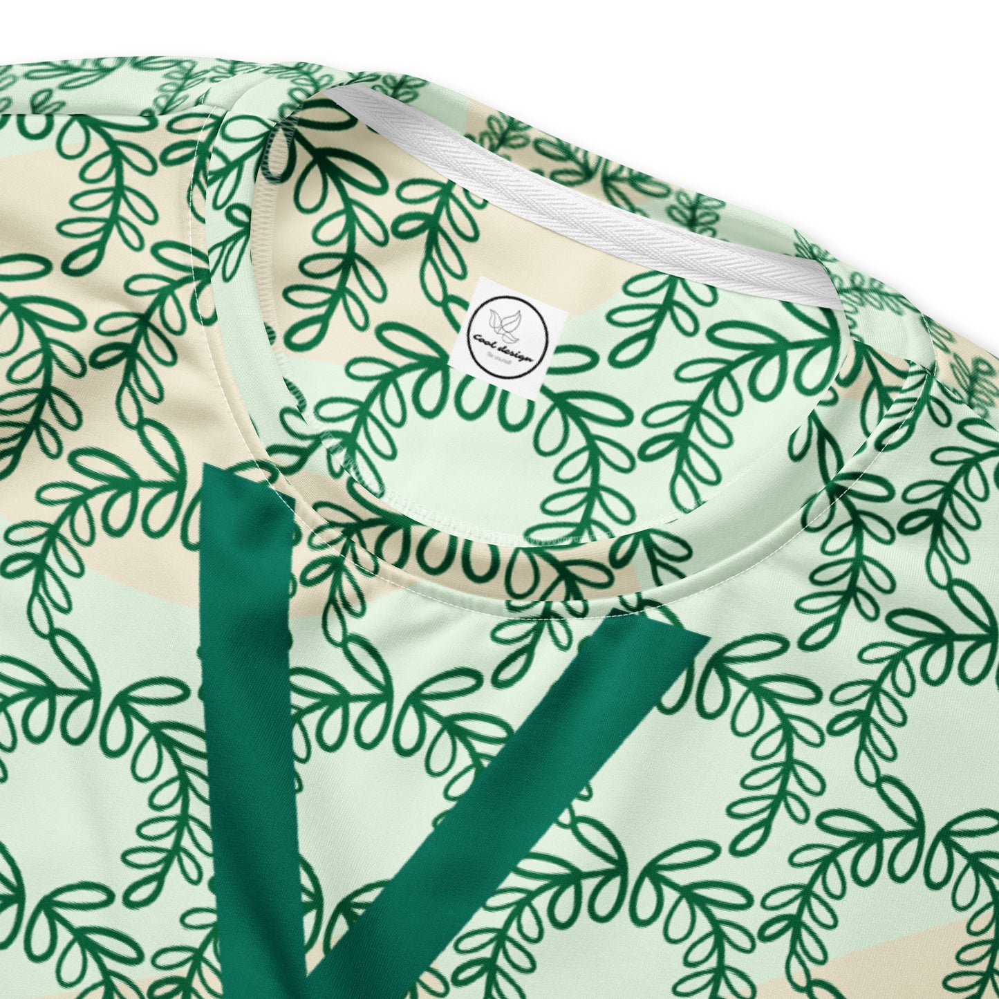 All-Over Print Recycled Unisex Sweatshirt Laurel Leaves Crown and Jewel V Neck Design for Woman