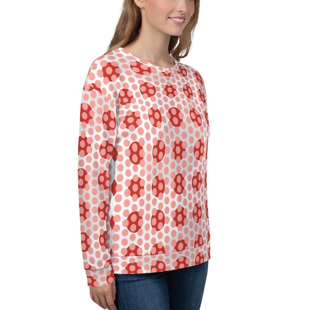 All-Over Print Recycled Unisex Sweatshirt Polka-dot Rose Bud for Women
