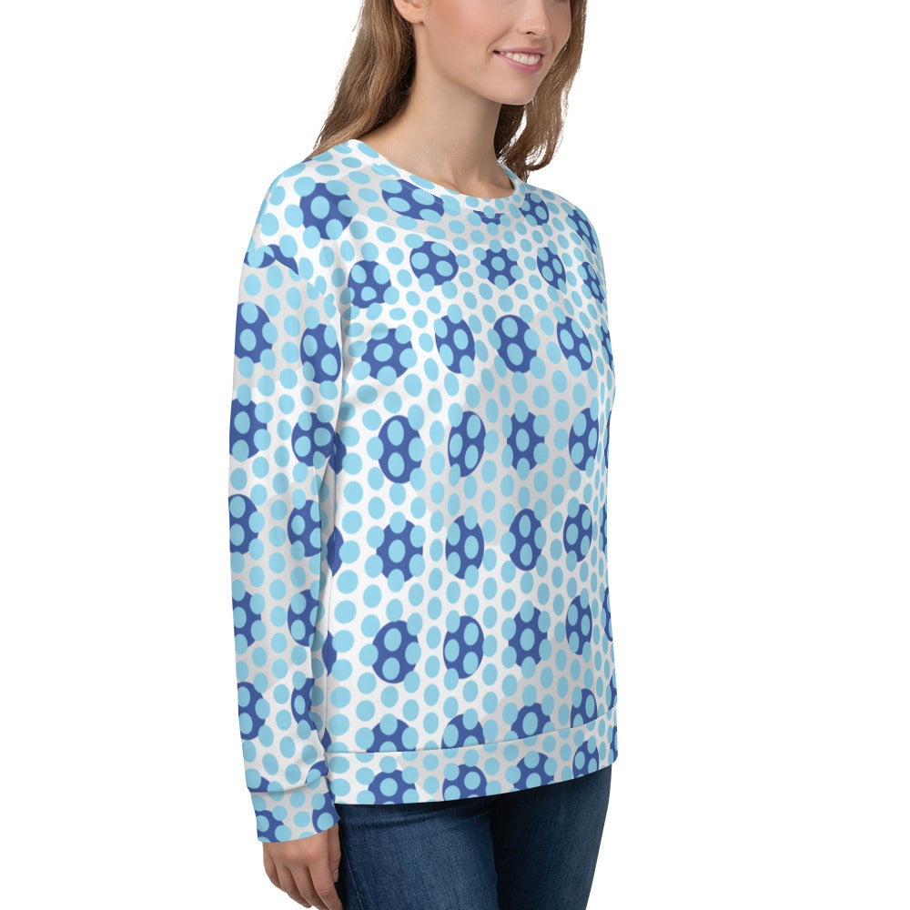 All-Over Print Recycled Unisex Sweatshirt Polka-dot Columbia Blue for Woman