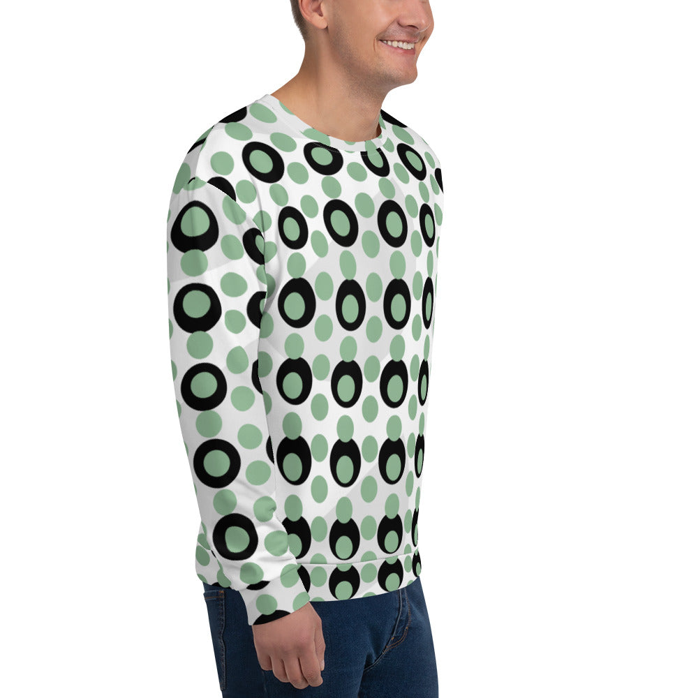 All-Over Print Recycled Unisex Sweatshirt Circles Dark Sea Green for Men
