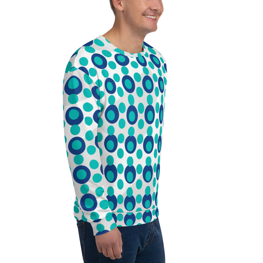 All-Over Print Recycled Unisex Sweatshirt Circles Iris Blue for Man