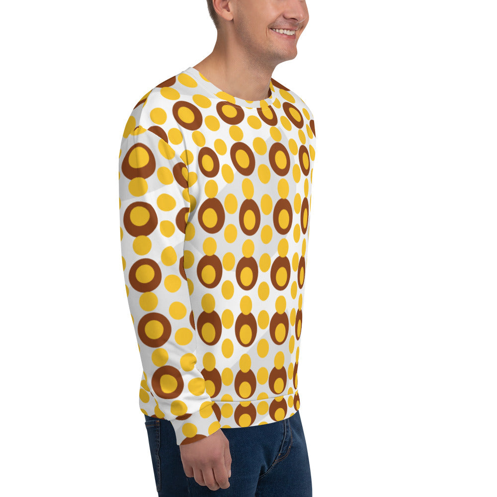 All-Over Print Recycled Unisex Sweatshirt Circles Yellow for Man