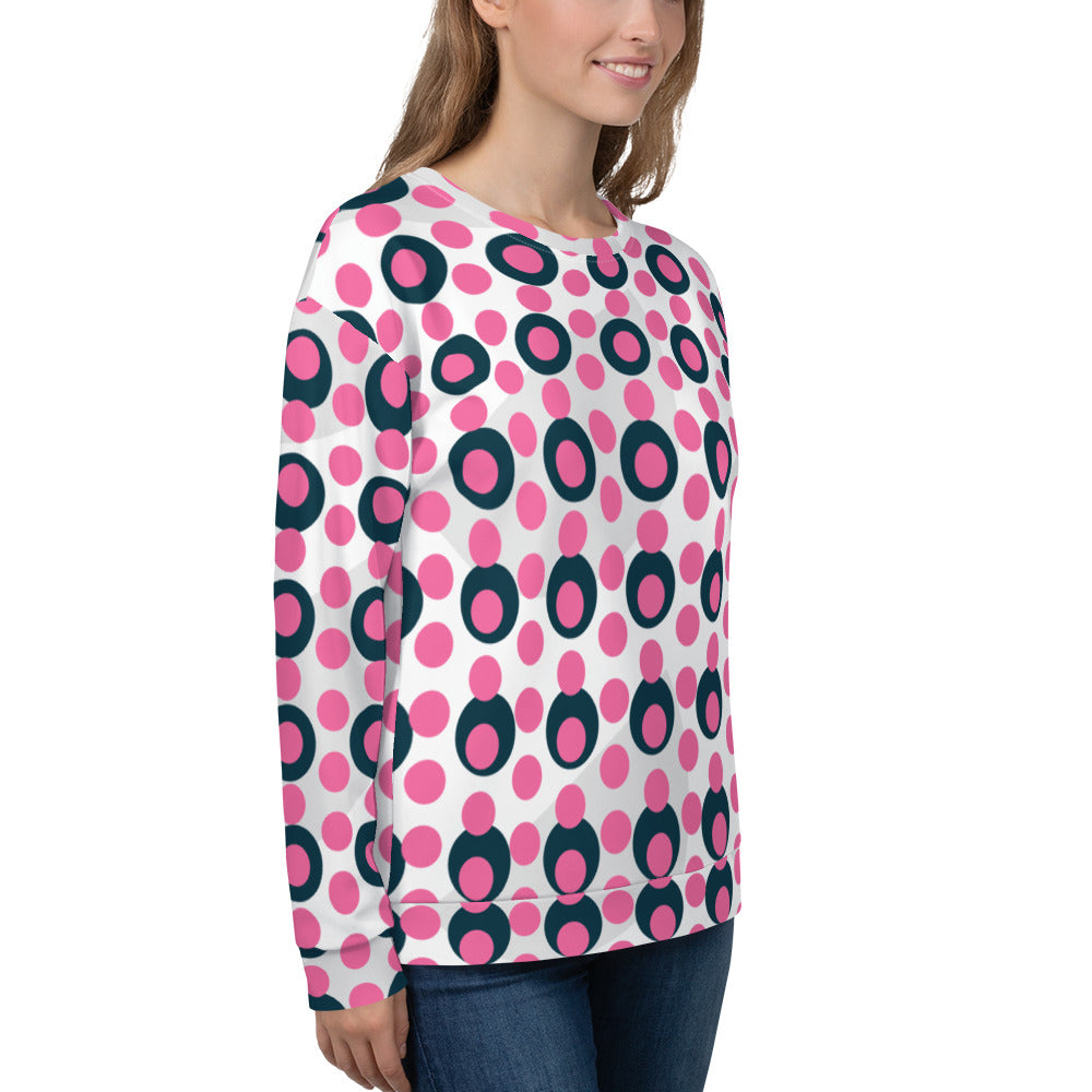All-Over Print Recycled Unisex Sweatshirt Circle Brilliant Rose for Woman