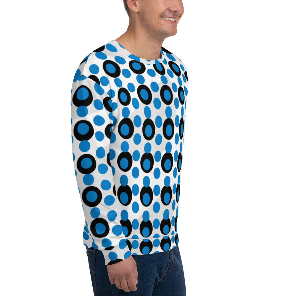 All-Over Print Recycled Unisex Sweatshirt Circles Navy Blue for Man
