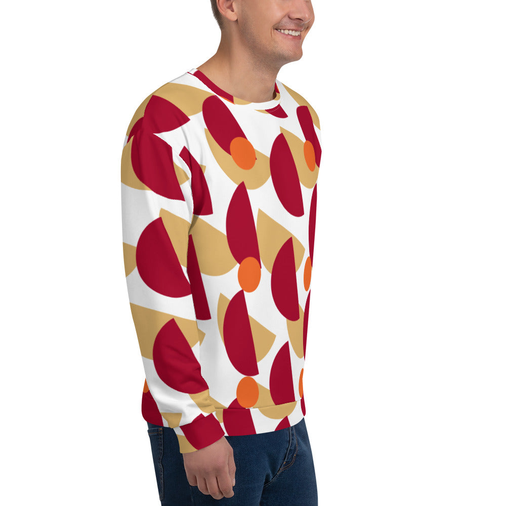 All-Over Print Recycled Unisex Sweatshirt Mushrooms Carmine for Man