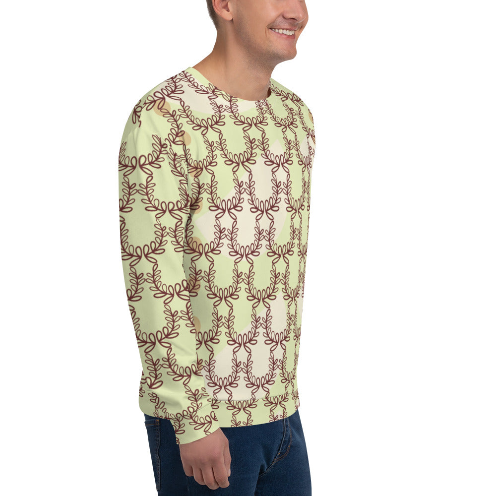 All-Over Print Recycled Unisex Sweatshirt Laurel Leaf Crown Snow Flurry for Man