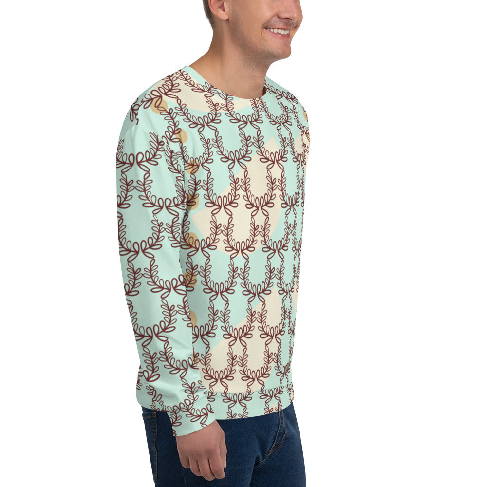All-Over Print Recycled Unisex Sweatshirt Laurel Leaf Crown Melrose Humming Bird for Man