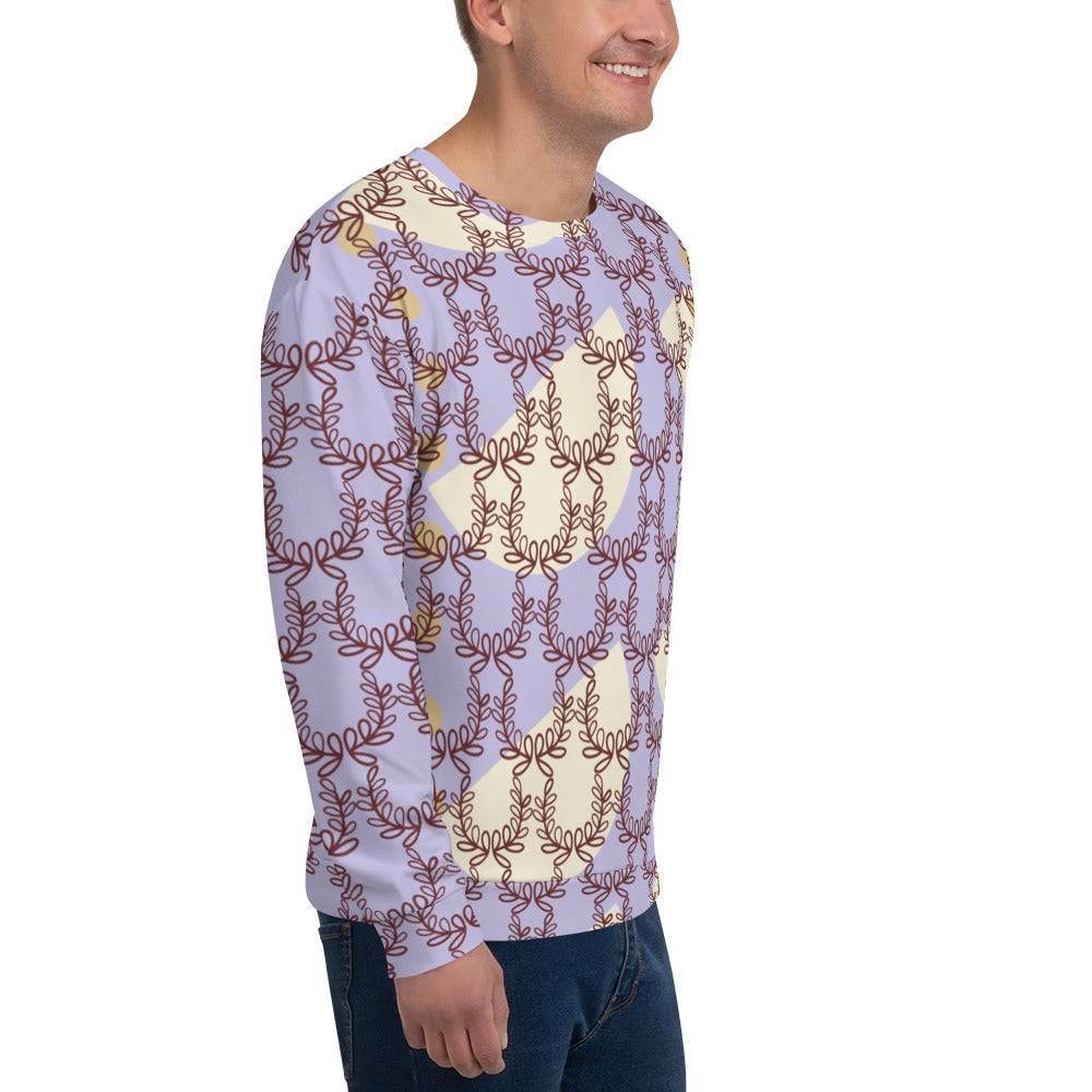 All-Over Print Recycled Unisex Sweatshirt Laurel Leaf Crown Melrose for Man