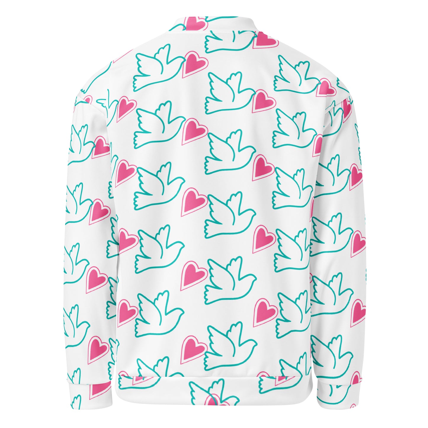 All-Over Print Unisex Peace and Love Bomber Jacket for Woman