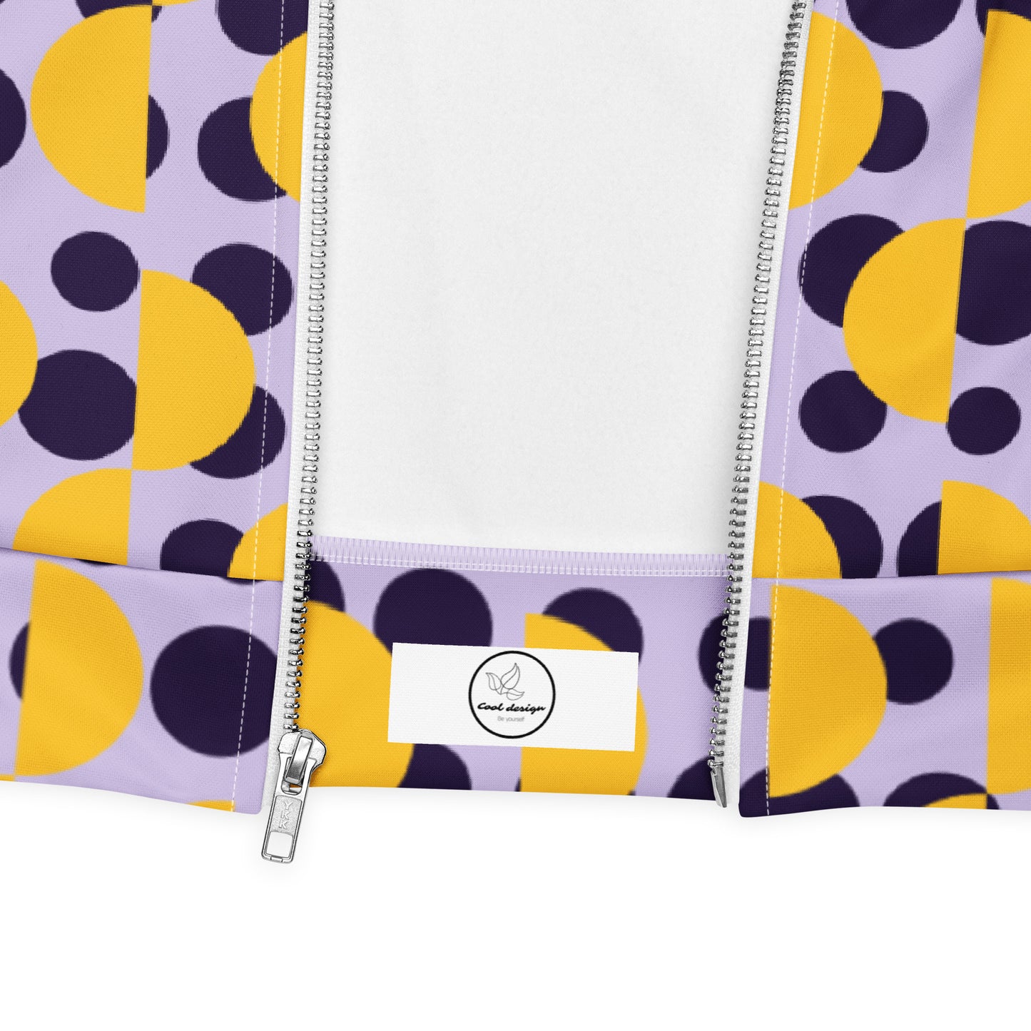 All-Over Print Unisex Purple Retro Polka & Yellow Semi-Circles Bomber Jacket for Woman