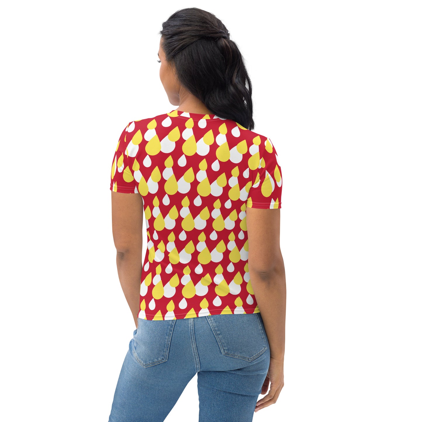 Women's Crew Neck T-Shirt Raindrops Three Colors