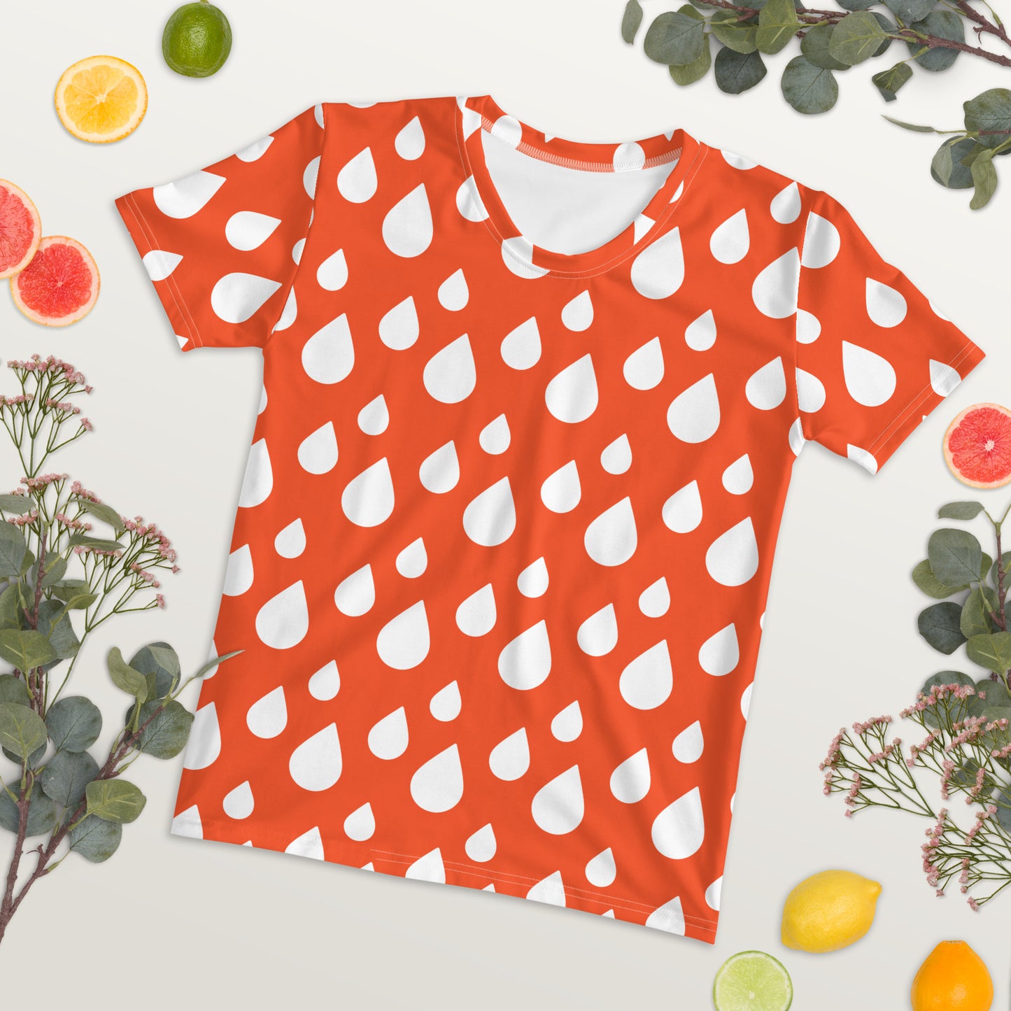 Women's T-shirt Raindrops Outrageous Orange