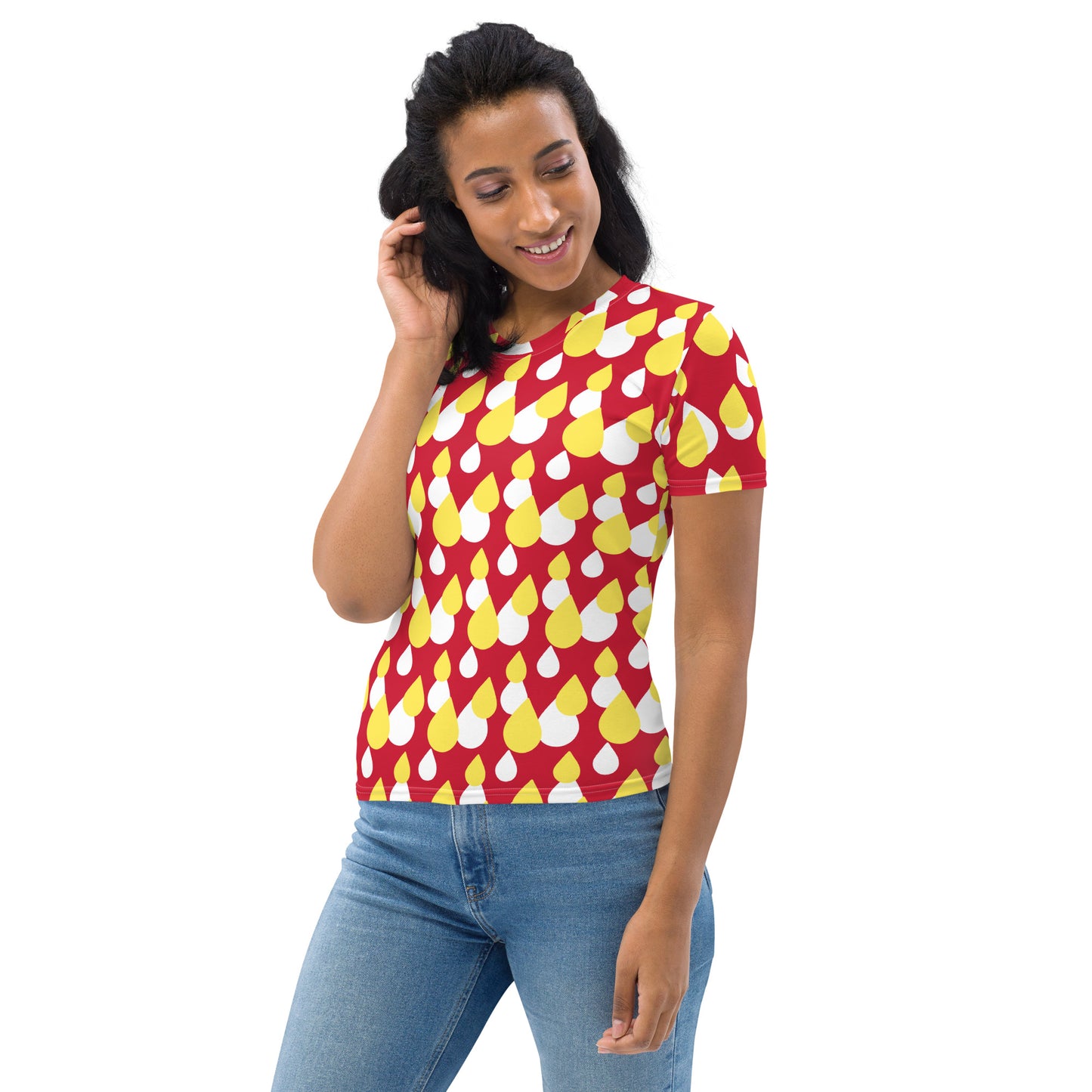 Women's Crew Neck T-Shirt Raindrops Three Colors