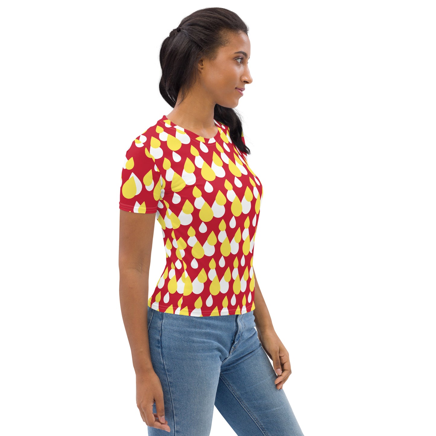 Women's Crew Neck T-Shirt Raindrops Three Colors