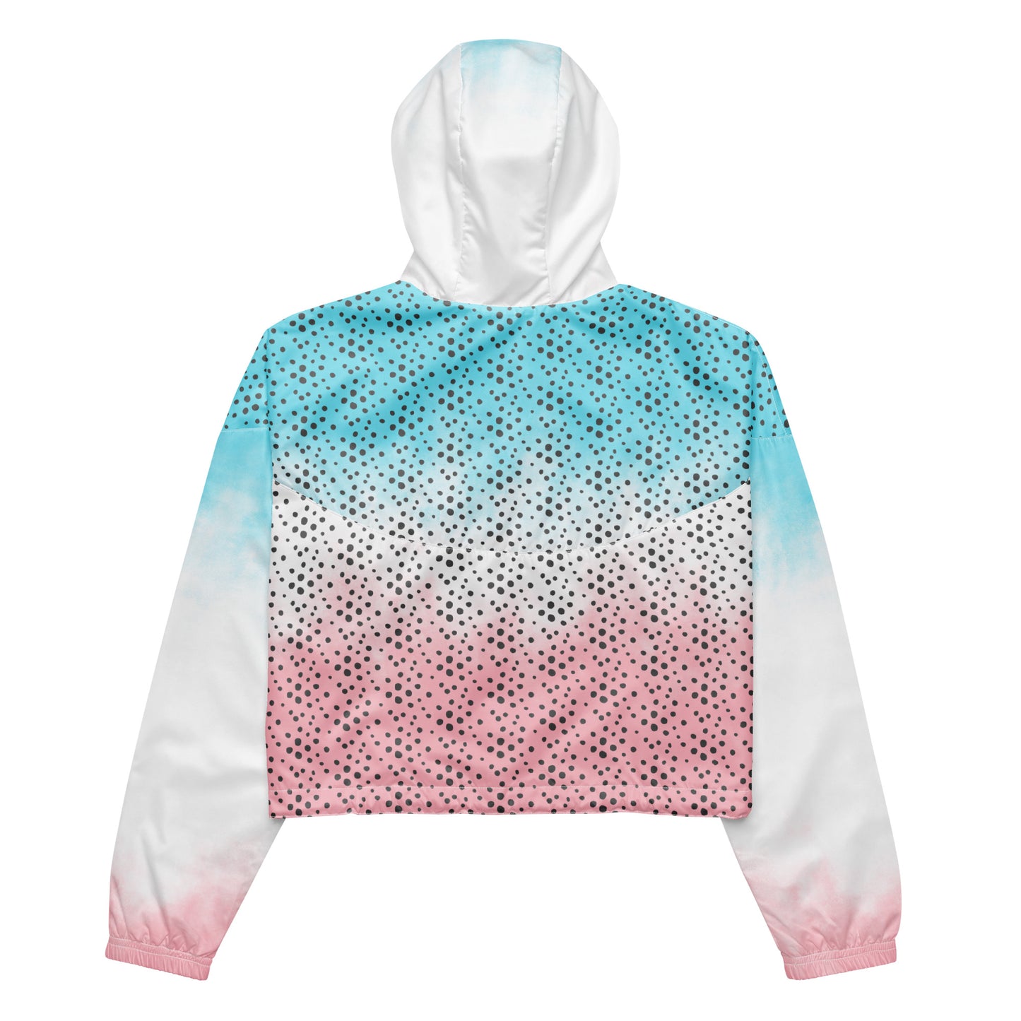 Women’s cropped windbreaker Pink and Light Blue with White Sky