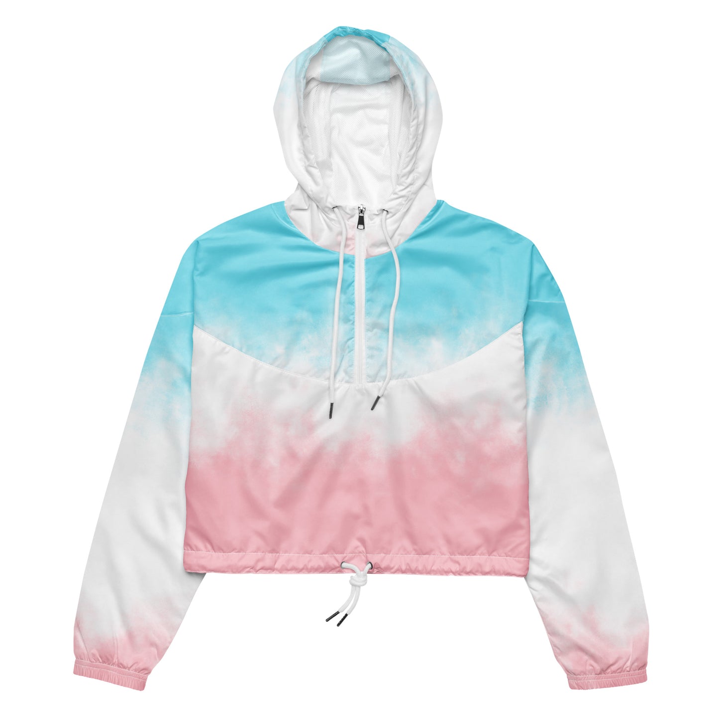 Women’s cropped windbreaker Pink and Light Blue with White Sky