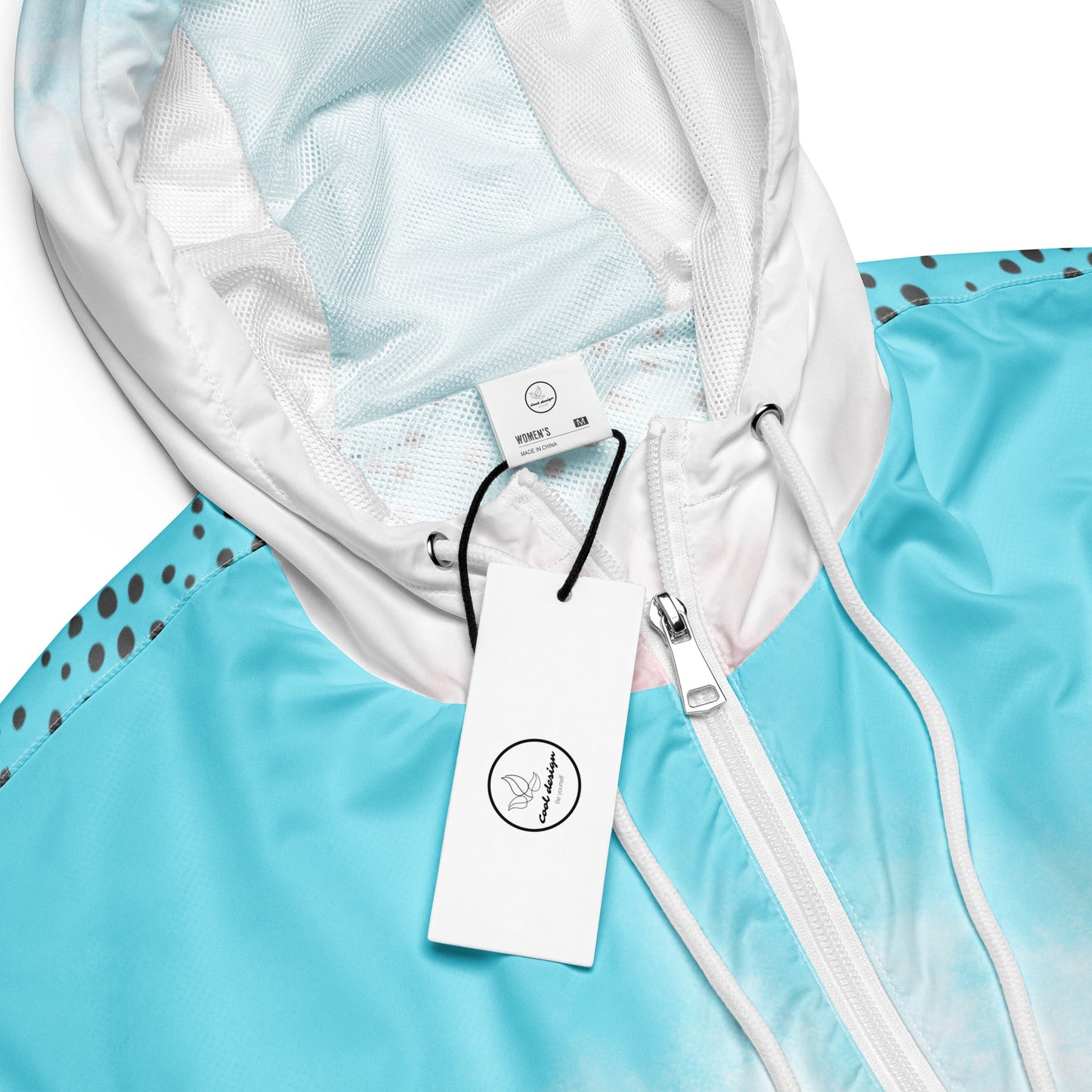 Women’s cropped windbreaker Pink and Light Blue with White Sky