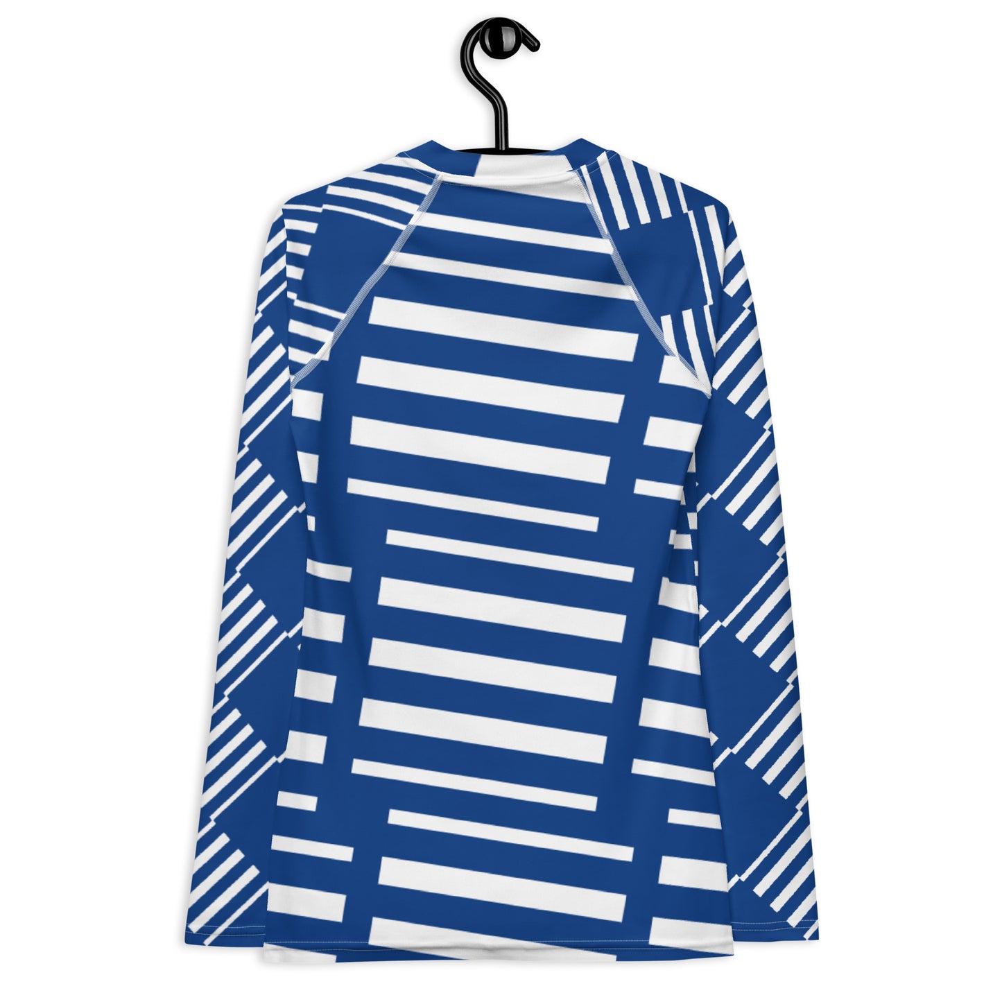 All-Over Print Women's Rash Guard Love Pattern Stripes Horizon Dark Cerulean