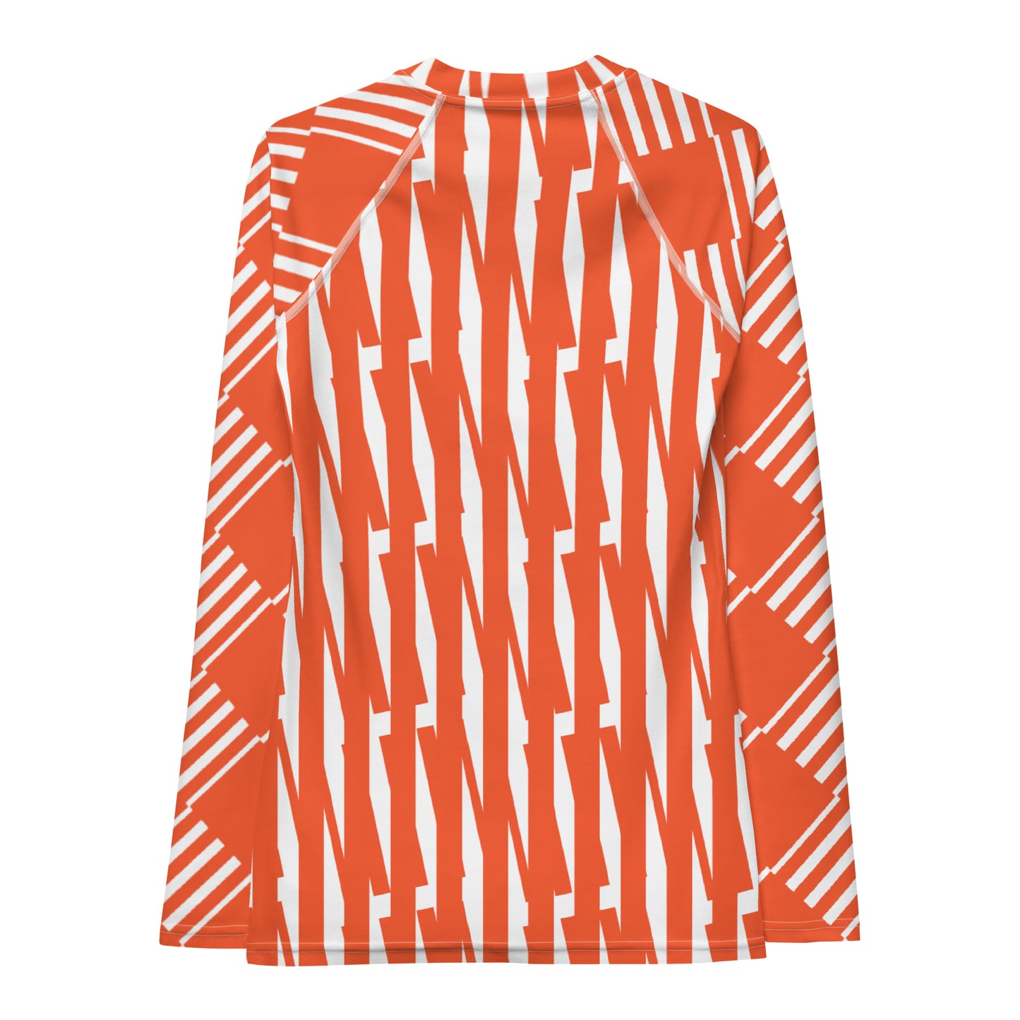 All-Over Print Women's Rash Guard Love Pattern Stripes Outrageous Orange