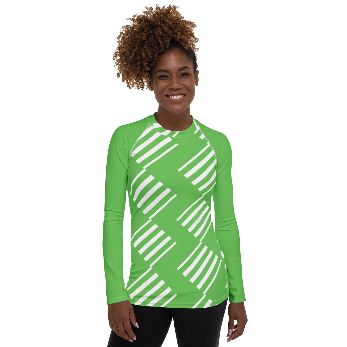 All-Over Print Women's Rash Guard Love Pattern Stripes Diamonds Mantis