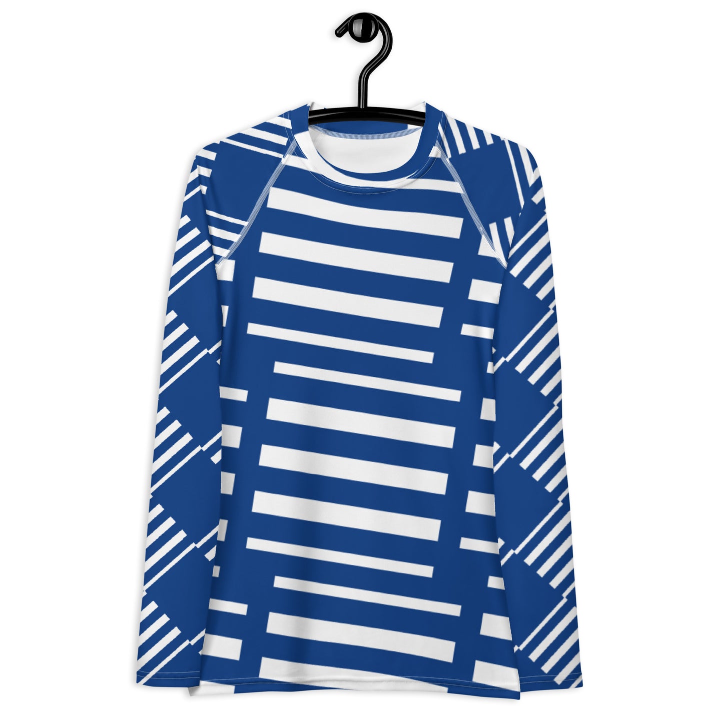 All-Over Print Women's Rash Guard Love Pattern Stripes Horizon Dark Cerulean