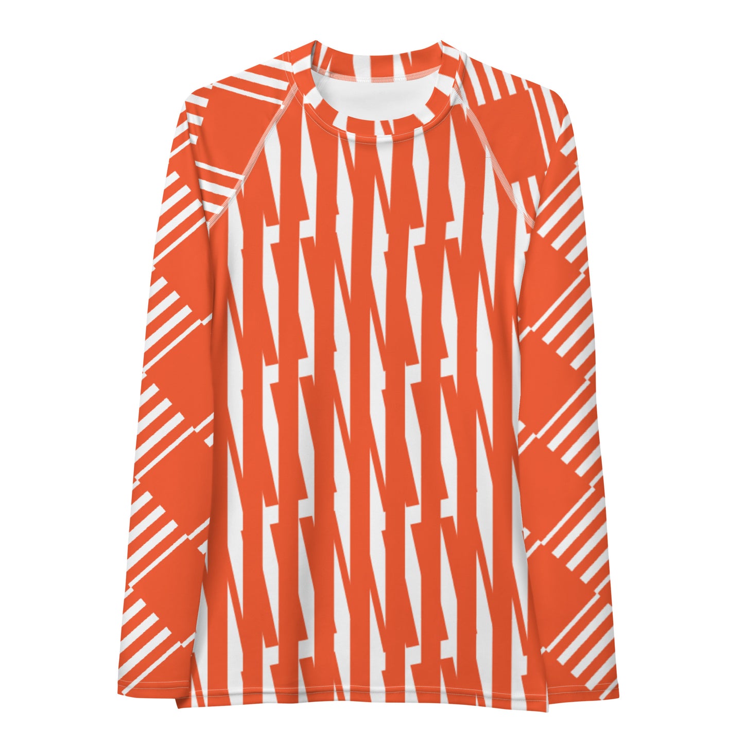 All-Over Print Women's Rash Guard Love Pattern Stripes Outrageous Orange