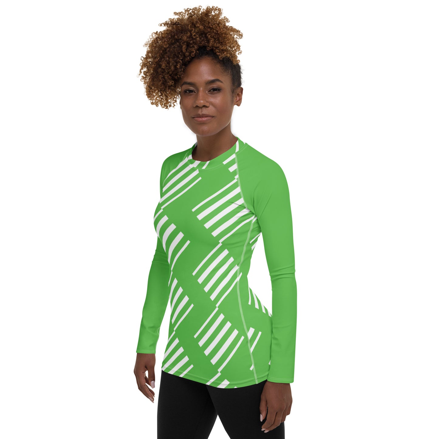 All-Over Print Women's Rash Guard Love Pattern Stripes Diamonds Mantis