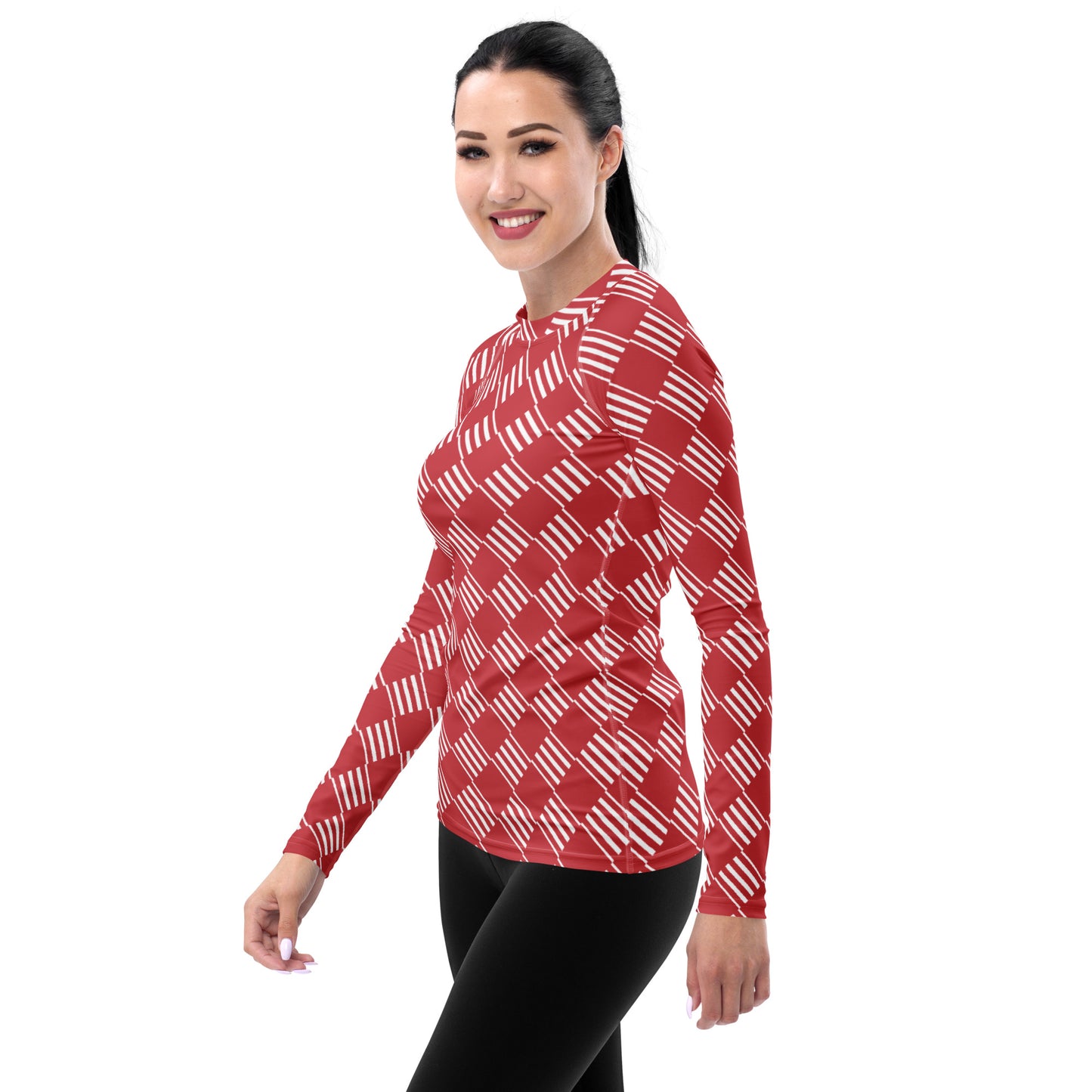 All-Over Print Women's Rash Guard Love Pattern Stripes Diamonds Mandy 2