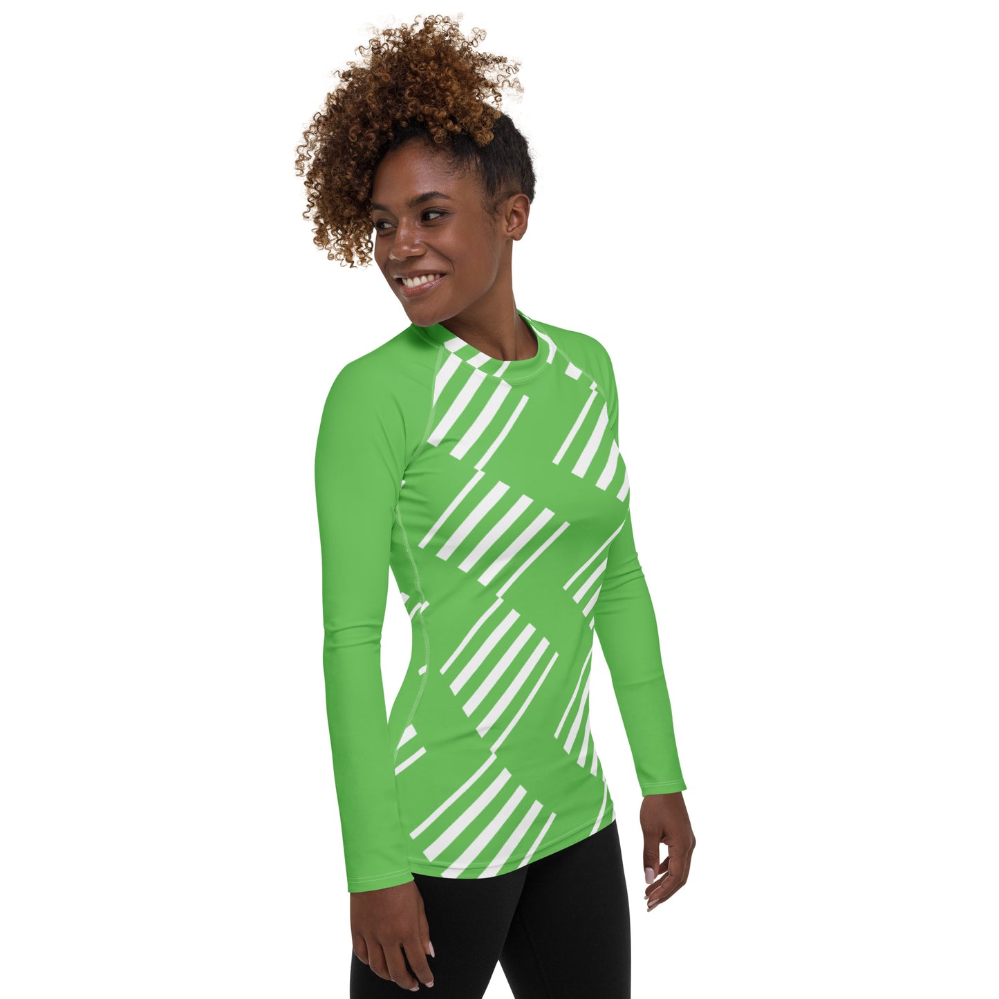 All-Over Print Women's Rash Guard Love Pattern Stripes Diamonds Mantis
