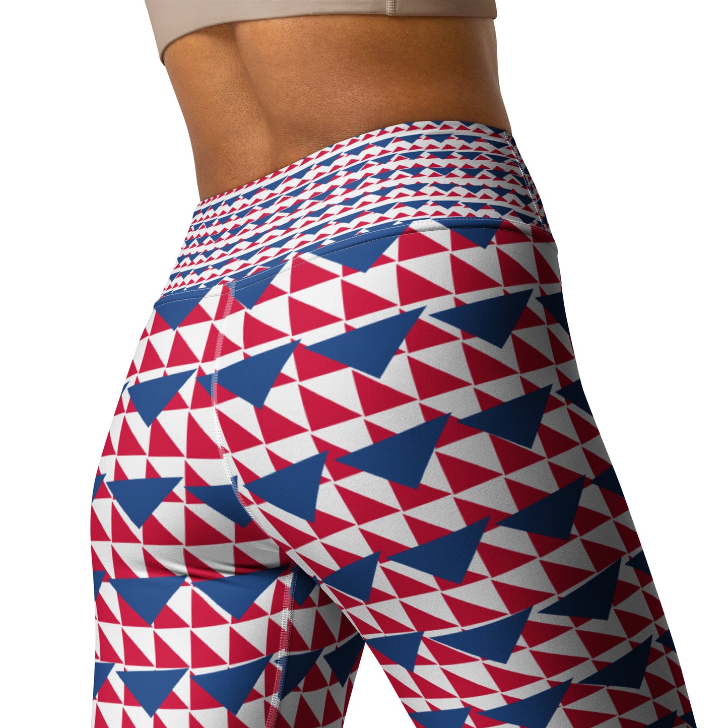 Yoga Leggings Blue and Red Triangles II